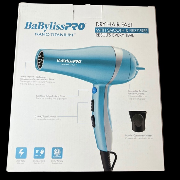 32. BaBylissPRO Nano Titanium Dryer (NWOT) - Picture 2 of 3